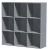 Étagère Carrée En Bois MDF Gris - 9 Casiers -Produits Menagers Boutique etagere carree en bois mdf gris 9 casiers