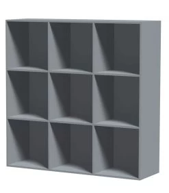 Étagère Carrée En Bois MDF Gris - 9 Casiers