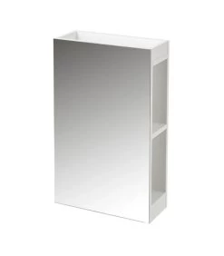 Étagère De Salle De Bain Avec Miroir - 34x14x55cm