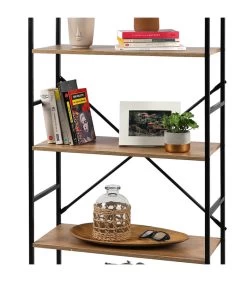 Étagère échelle Métal Noir Et Bois 5 étages 58.5x23.5x144cm -Produits Menagers Boutique etagere echelle metal noir et bois 5 etages 585x235x144cm 2