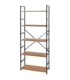 Étagère échelle Métal Noir Et Bois 5 étages 58.5x23.5x144cm