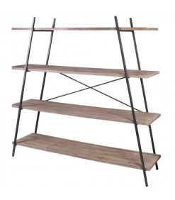 Étagère En Bois MDF Et Métal Noir Pyramide 4 Étages