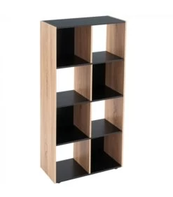 Étagère En MDF Bois Et Noir - 8 Casiers