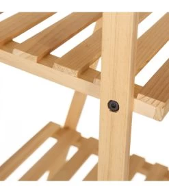 Étagère Inclinée En Bois De Sapin Nature 4 Plateaux -Produits Menagers Boutique etagere inclinee en bois de sapin nature 4 plateaux 2