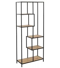 Étagère Métal Noir Et Bois 5 Plateaux - Hauteur 185cm