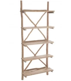 Étagère Murale En Bois Naturel 5 Plateaux - 75x25x180,5cm