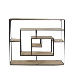 Étagère Murale En Métal Noir Et 7 Plateaux En Bois - 83x17x83cm -Produits Menagers Boutique etagere murale en metal noir et 7 plateaux en bois 83x17x83cm 1