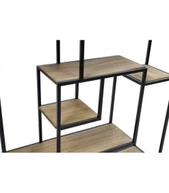 Étagère Murale En Métal Noir Et 7 Plateaux En Bois - 83x17x83cm -Produits Menagers Boutique etagere murale en metal noir et 7 plateaux en bois 83x17x83cm 2
