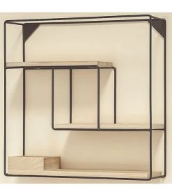 Étagère Murale En Métal Noir Et Bois -Produits Menagers Boutique etagere murale en metal noir et bois 1