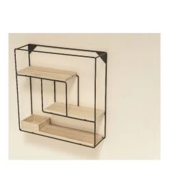 Étagère Murale En Métal Noir Et Bois -Produits Menagers Boutique etagere murale en metal noir et bois 2
