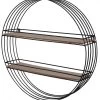 Étagère Murale Ronde 2 Niveaux Métal Et Bois - 45x45x11cm