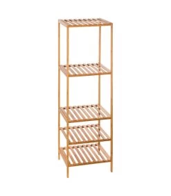 Étagère Salle De Bain 5 Plateaux En Bambou - 35x32x111.5cm -Produits Menagers Boutique etagere salle de bain 5 plateaux en bambou 35x32x1115cm 2
