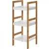Étagère Salle De Bain Bambou Et Bois Blanc - 30x30x72cm -Produits Menagers Boutique etagere salle de bain bambou et bois blanc 30x30x72cm