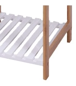 Étagère Salle De Bain Bambou Et Bois Blanc 79x34x33cm -Produits Menagers Boutique etagere salle de bain bambou et bois blanc 79x34x33cm 2