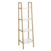 Étagère Salle De Bain Inclinée Bambou Blanc 4 étages 35x35x138cm -Produits Menagers Boutique etagere salle de bain inclinee bambou blanc 4 etages 35x35x138cm