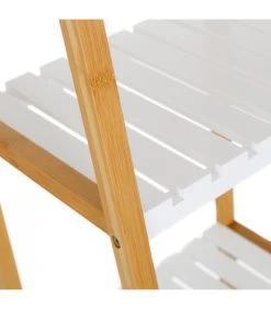 Étagère Salle De Bain Inclinée Bambou Blanc 4 étages 35x35x138cm -Produits Menagers Boutique etagere salle de bain inclinee bambou blanc 4 etages 35x35x138cm 3