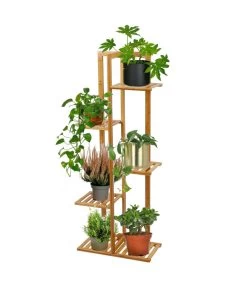 Étagères Porte Plantes En Bambou 5 Niveaux 40x21x80cm -Produits Menagers Boutique etageres porte plantes en bambou 5 niveaux 40x21x80cm 1