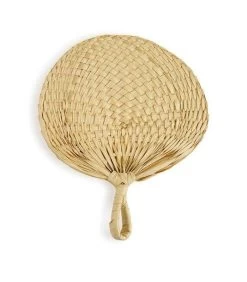 Éventail Décoratif En Feuilles De Palmiers Tressées - 35x42cm