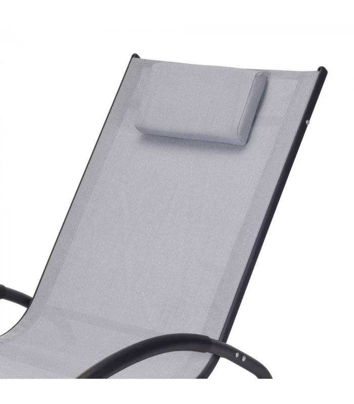 Fauteuil à Bascule De Jardin Rocking Chair En Métal Gris - 62.5x114x92.5cm 4 Fauteuil à Bascule De Jardin Rocking Chair En Métal Gris - 62.5x114x92.5cm – Image 2