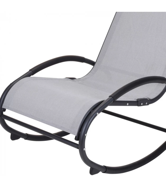 Fauteuil à Bascule De Jardin Rocking Chair En Métal Gris - 62.5x114x92.5cm 5 Fauteuil à Bascule De Jardin Rocking Chair En Métal Gris - 62.5x114x92.5cm – Image 3