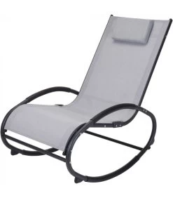 Fauteuil à Bascule De Jardin Rocking Chair En Métal Gris - 62.5x114x92.5cm