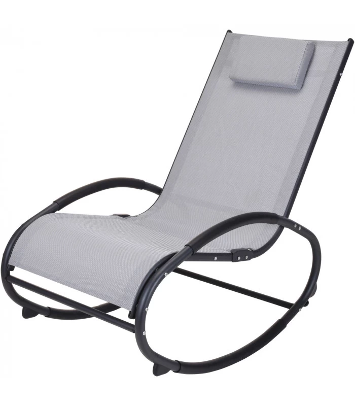 Fauteuil à Bascule De Jardin Rocking Chair En Métal Gris - 62.5x114x92.5cm 3 Fauteuil à Bascule De Jardin Rocking Chair En Métal Gris - 62.5x114x92.5cm