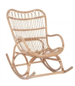 Fauteuil à Bascule Rocking Chair En Rotin Naturel