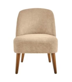 Fauteuil Beige Tissu Chenille Pieds En Bois 52x58x71cm -Produits Menagers Boutique fauteuil beige tissu chenille pieds en bois 52x58x71cm 2