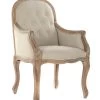Fauteuil Capitonné Classique Bois Et Lin Beige - 63.5x50x102cm -Produits Menagers Boutique fauteuil capitonne classique bois et lin beige 635x50x102cm