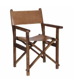 ATMOSPHERA Fauteuil Cinéma Bois De Manguier Et Cuir 53x58x86cm