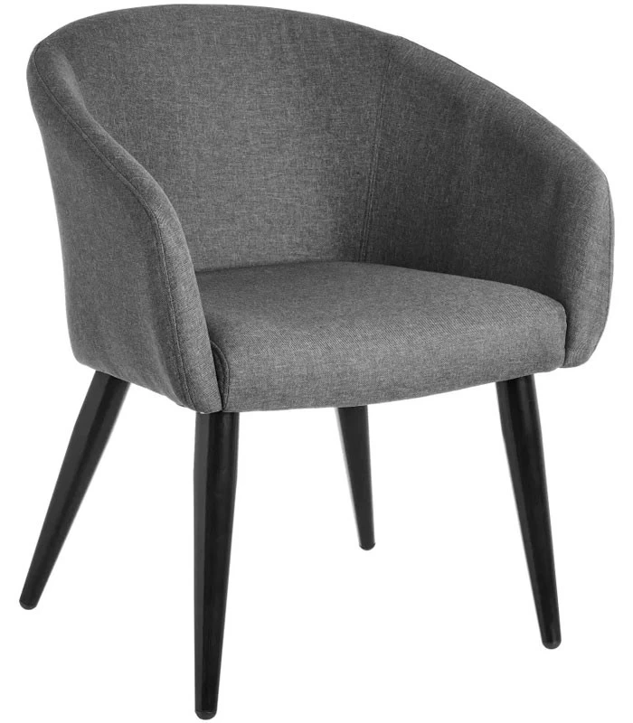 Fauteuil Gris Foncé Et Pieds Métal Noir - 60x58x77cm 3 Fauteuil Gris Foncé Et Pieds Métal Noir - 60x58x77cm