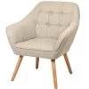 Fauteuil En Tissu Beige Effet Lin Et Pieds Bois 74x70x85cm -Produits Menagers Boutique fauteuil en tissu beige effet lin et pieds bois 74x70x85cm