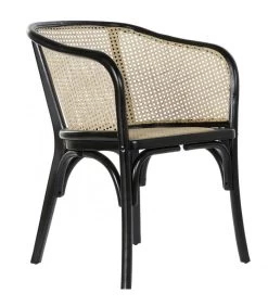 Fauteuil Orme Noir Et Rotin Cannage