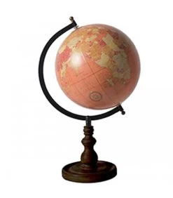 Globe Terrestre Style Ancien Rose Saumon Base Noire