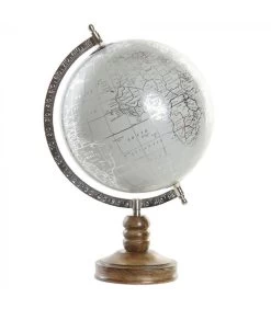 Globe Terrestre Vert Menthe Style Ancien Base Bois