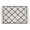 Grand Tapis Style Berbère Polyester Noir Et Blanc Crème - 160x230cm -Produits Menagers Boutique grand tapis a franges style berbere polyester noir et blanc creme 160x230cm