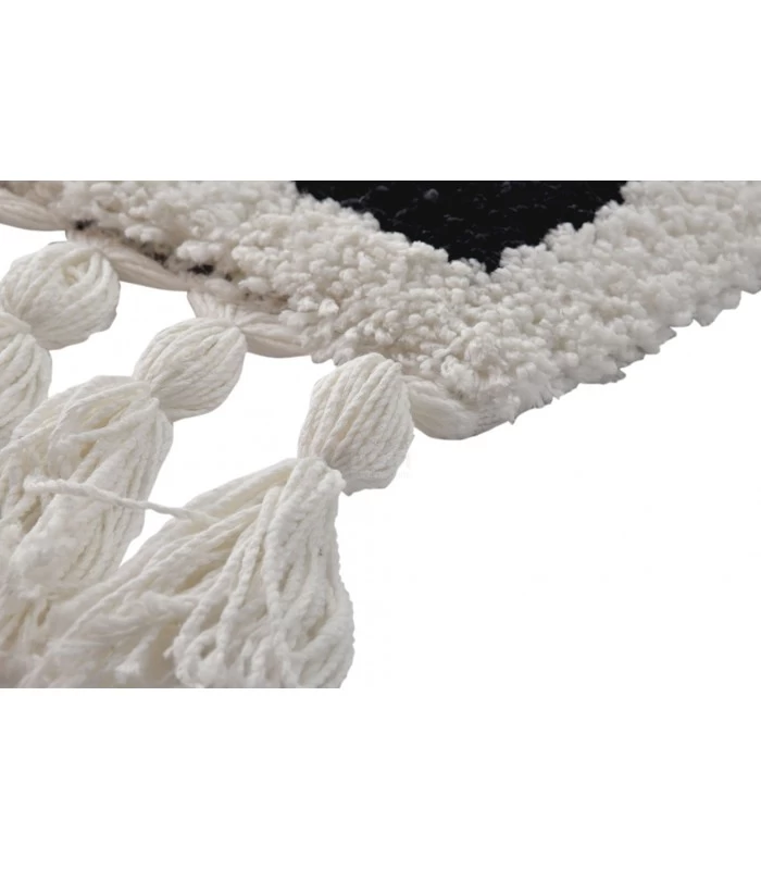 Grand Tapis Style Berbère Polyester Noir Et Blanc Crème - 160x230cm 5 Grand Tapis Style Berbère Polyester Noir Et Blanc Crème - 160x230cm – Image 3