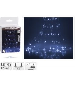 Guirlande Lumineuse Argentée 80 Micro Led Blanches à Piles