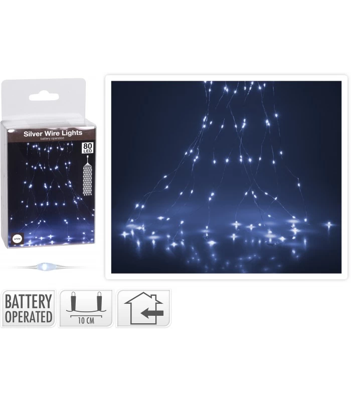 Guirlande Lumineuse Argentée 80 Micro Led Blanches à Piles 3 Guirlande Lumineuse Argentée 80 Micro Led Blanches à Piles