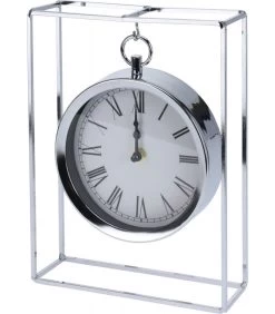 Horloge à Poser Suspendue En Métal Argenté Chiffres Romains