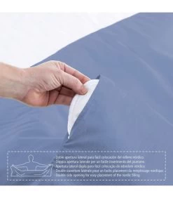 Housse De Couette Lit Double Bleu - 220x240cm -Produits Menagers Boutique housse de couette lit double bleu 220x240cm 2