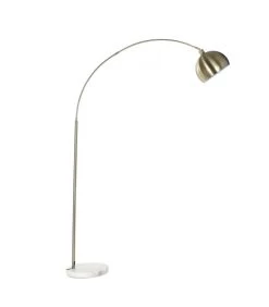 Lampadaire Arc Doré Avec Base Ronde Blanche