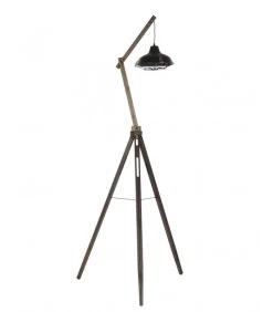Lampadaire Bois Et Métal Style Industriel - 57x56x190cm