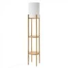 Lampadaire étagère En Bambou Et Abat-jour Blanc - H150cm -Produits Menagers Boutique lampadaire etagere en bambou et abat jour blanc h150cm