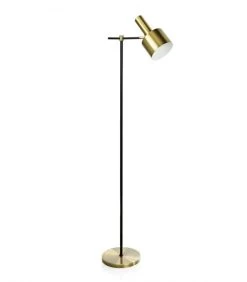 Lampadaire Vintage Métal Noir Et Laiton Doré