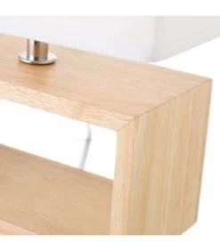 Lampe à Poser Rectangulaire Bois Et Abat-jour Blanc - Hauteur 31.20cm -Produits Menagers Boutique lampe a poser base en bois et abat jour blanc hauteur 3120cm 2