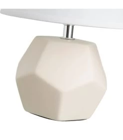 Lampe à Poser Céramique Beige Et Abat Jour Blanc 18x18x26cm -Produits Menagers Boutique lampe a poser ceramique beige et abat jour blanc 18x18x26cm 2