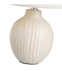 Lampe à Poser Céramique Beige Et Abat Jour Blanc 18x18x28cm -Produits Menagers Boutique lampe a poser ceramique beige et abat jour blanc 18x18x28cm 2