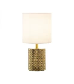 Produits Menagers Boutique -Produits Menagers Boutique lampe a poser ceramique noire et doree 15x30cm 1