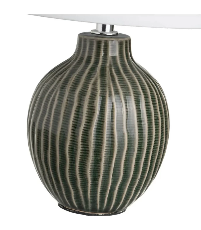 Lampe à Poser Céramique Verte Et Abat Jour Blanc 18x18x28cm 5 Lampe à Poser Céramique Verte Et Abat Jour Blanc 18x18x28cm – Image 3